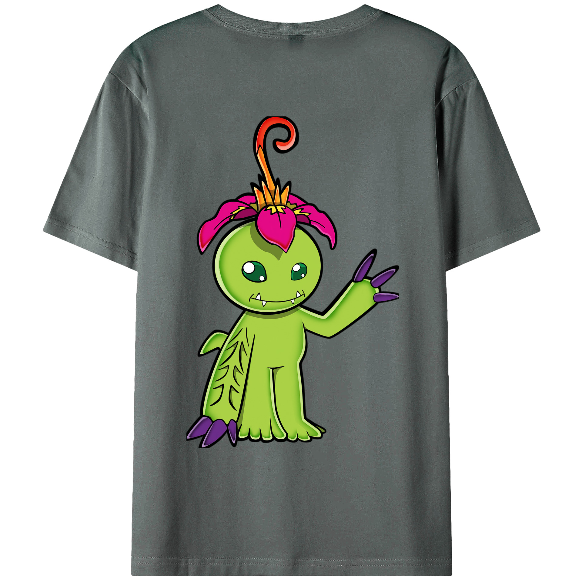 （画像用） Digimon デジタルモンスター/デジモン 綿100％ メンズ半袖Tシャツ（バックプリント） 通気性